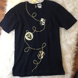 Vintage short sleeved Navy sweater